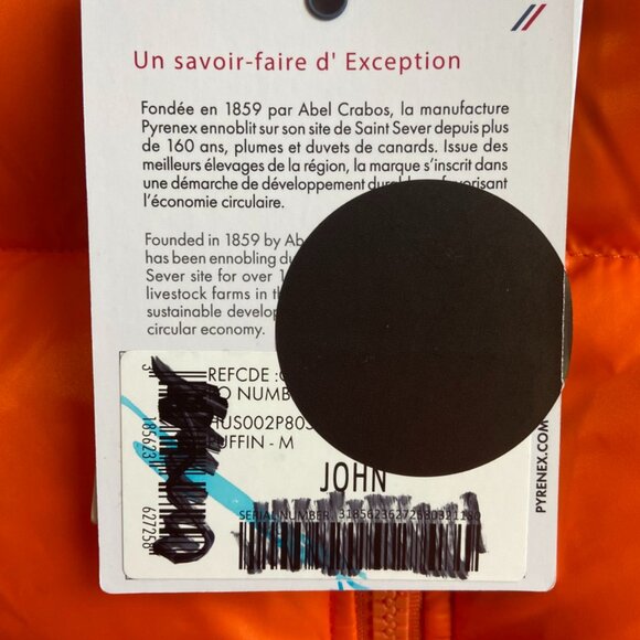 NWT Pyrenex Puffin Orange John Unisex Sleeveless Down Jacket - Picture 12 of 16